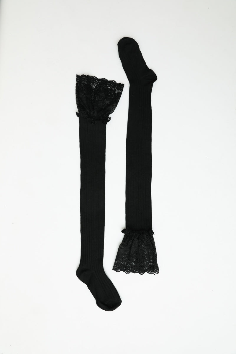 Lace Trimmed Knee-High Socks Leto Collection