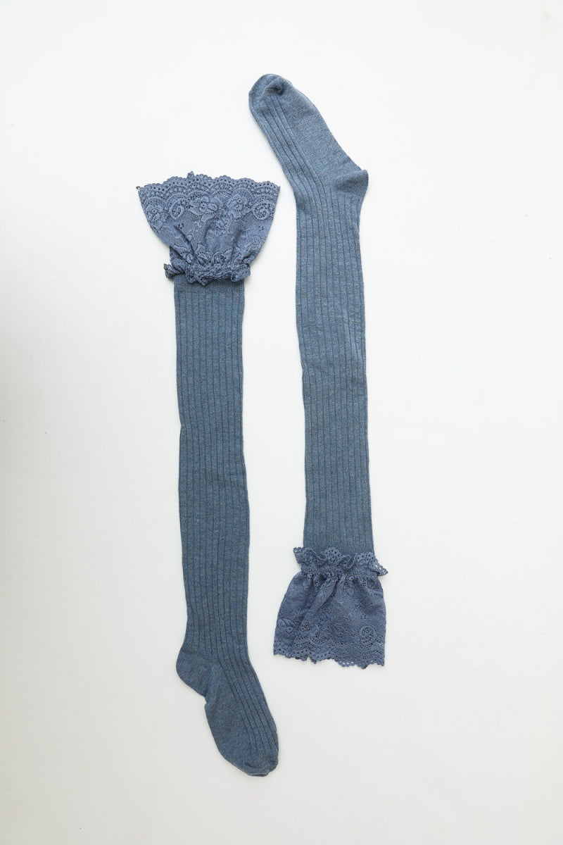 Lace Trimmed Knee-High Socks Leto Collection
