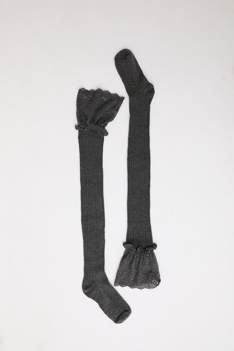 Lace Trimmed Knee-High Socks Leto Collection