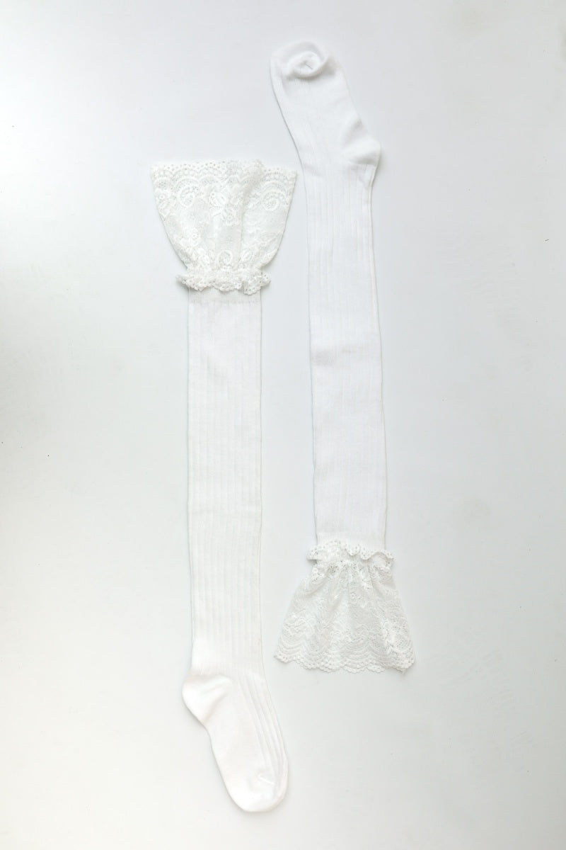 Lace Trimmed Knee-High Socks Leto Collection