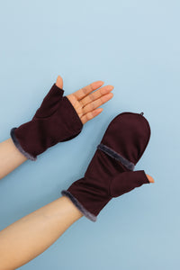 Convertible Faux Suede Fingerless Mittens