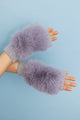 Faux Fur Trim Fingerless Knit Mittens