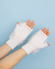 Faux Fur Trim Fingerless Knit Mittens