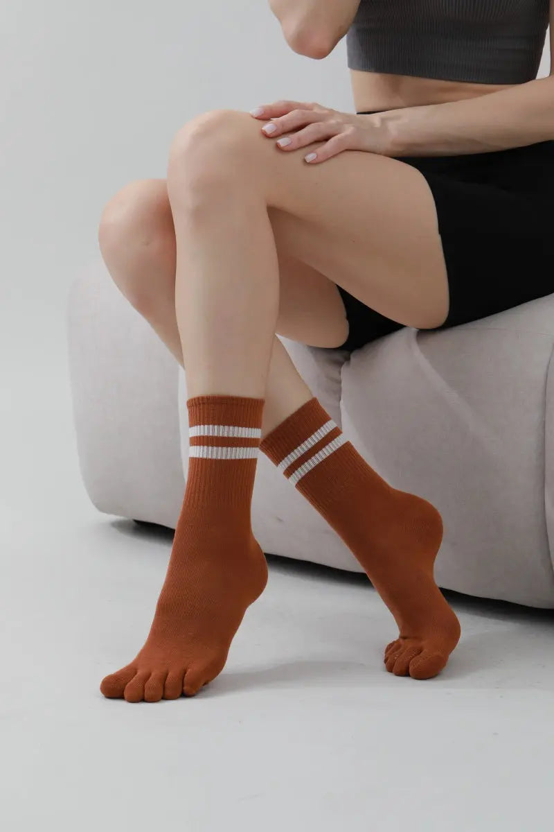 Dual Stripe Toe Socks – Solid Color with Cuff Accent 🧦⚡ Leto Collection