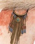 Antique Gold Turquoise Fringe Necklace Jewelry