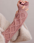 Aran Soft Knitted Arm Warmer Accessories Blush