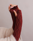 Aran Soft Knitted Arm Warmer Accessories Maroon