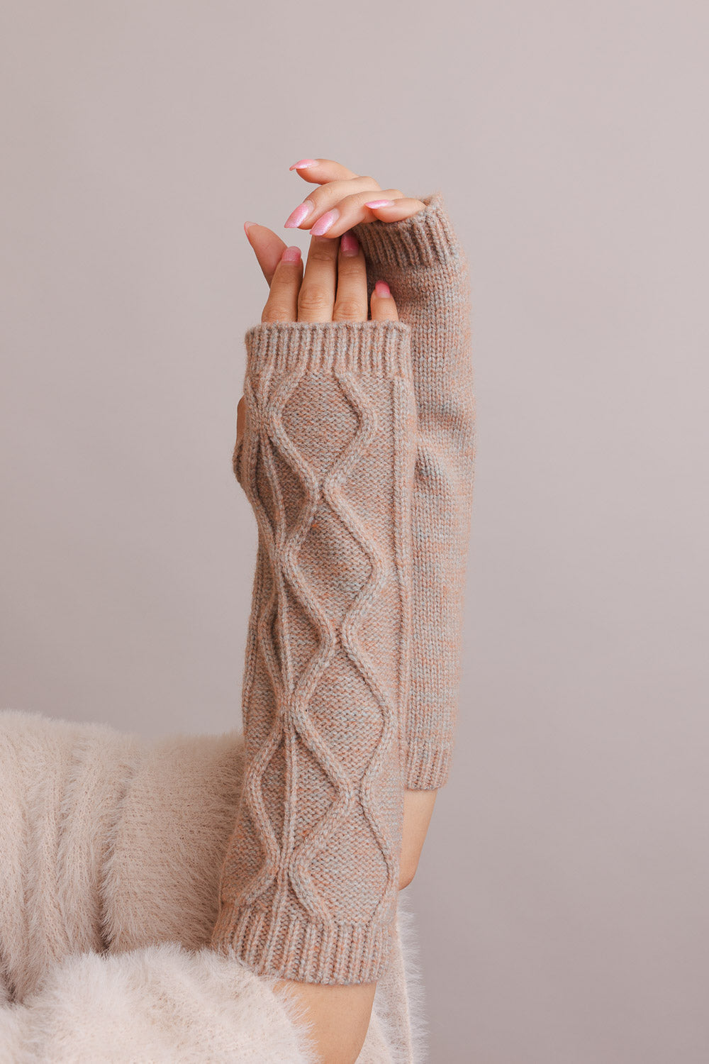 Aran Soft Knitted Arm Warmer Accessories Sage