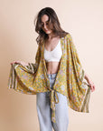 Blossom Tie Front Kimono Wrap Mustard