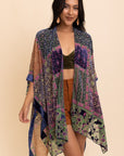 Boho Bliss Burnout Velvet Kimono Cobalt