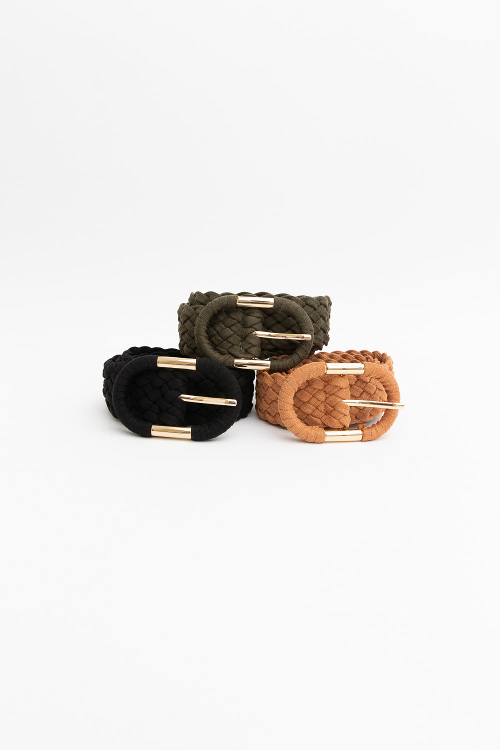 Braided Suede Accent Oval Buckle Belt Belts