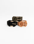 Braided Suede Accent Oval Buckle Belt Belts