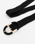 Braided Suede Accent Oval Buckle Belt Belts One Size / Black