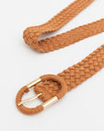 Braided Suede Accent Oval Buckle Belt Belts One Size / Camel