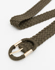 Braided Suede Accent Oval Buckle Belt Belts One Size / Olive