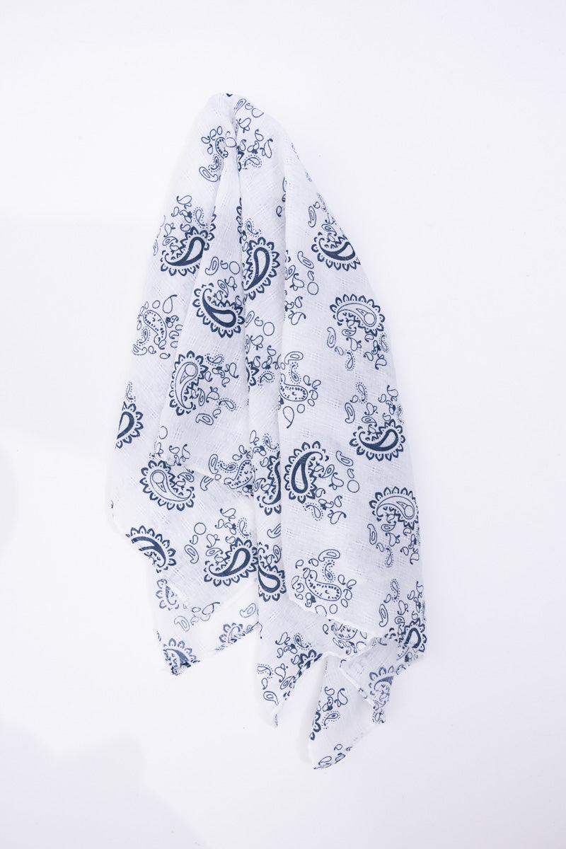 Breathable fabric light paisley printed neck scarf, ideal for layering.