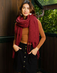 Cloud Soft Tassel-Trimmed Scarf Scarves Burgundy