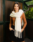 Cloud Soft Tassel-Trimmed Scarf Scarves Ivory