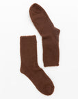 Cozy Fuzzy Crew Socks Brown