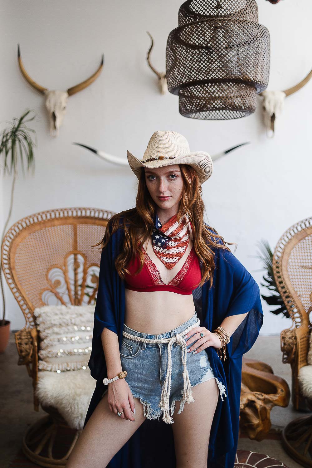 Crochet American Flag Bandana
