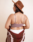 Curvy lace mocha brami plus size with soft stretchy fabric.