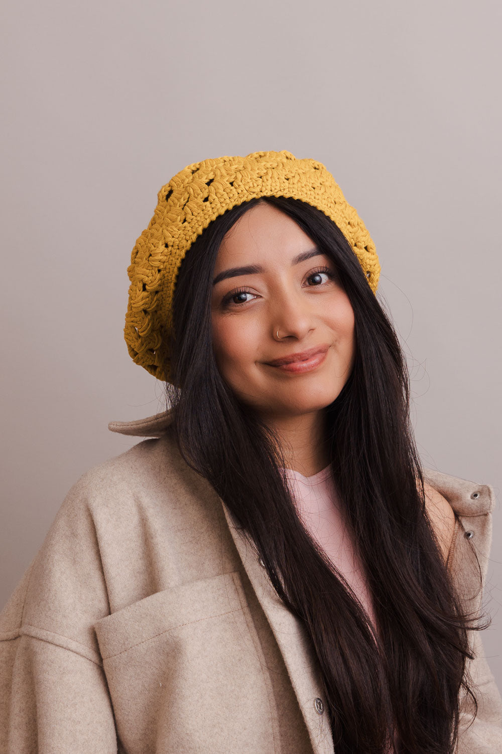 Darling Crochet Knitted Beret Beanies One Size / Mustard