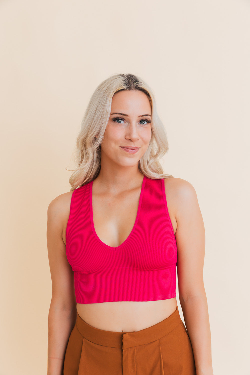 Eco Chic Ribbed Harmony Crop Top XS/S / Magenta