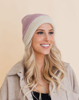 Essential Harmony Two-Tone Knit Cap Beanies Lavender