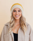 Essential Harmony Two-Tone Knit Cap Beanies Mustard