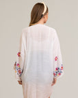 Ethereal anemone white kimono with detailed floral embroidery.