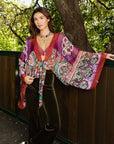 Free Spirit Boho Tie Front Wrap w/ Armholes Kimono One Size