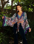 Free Spirit Boho Tie Front Wrap w/ Armholes Kimono One Size