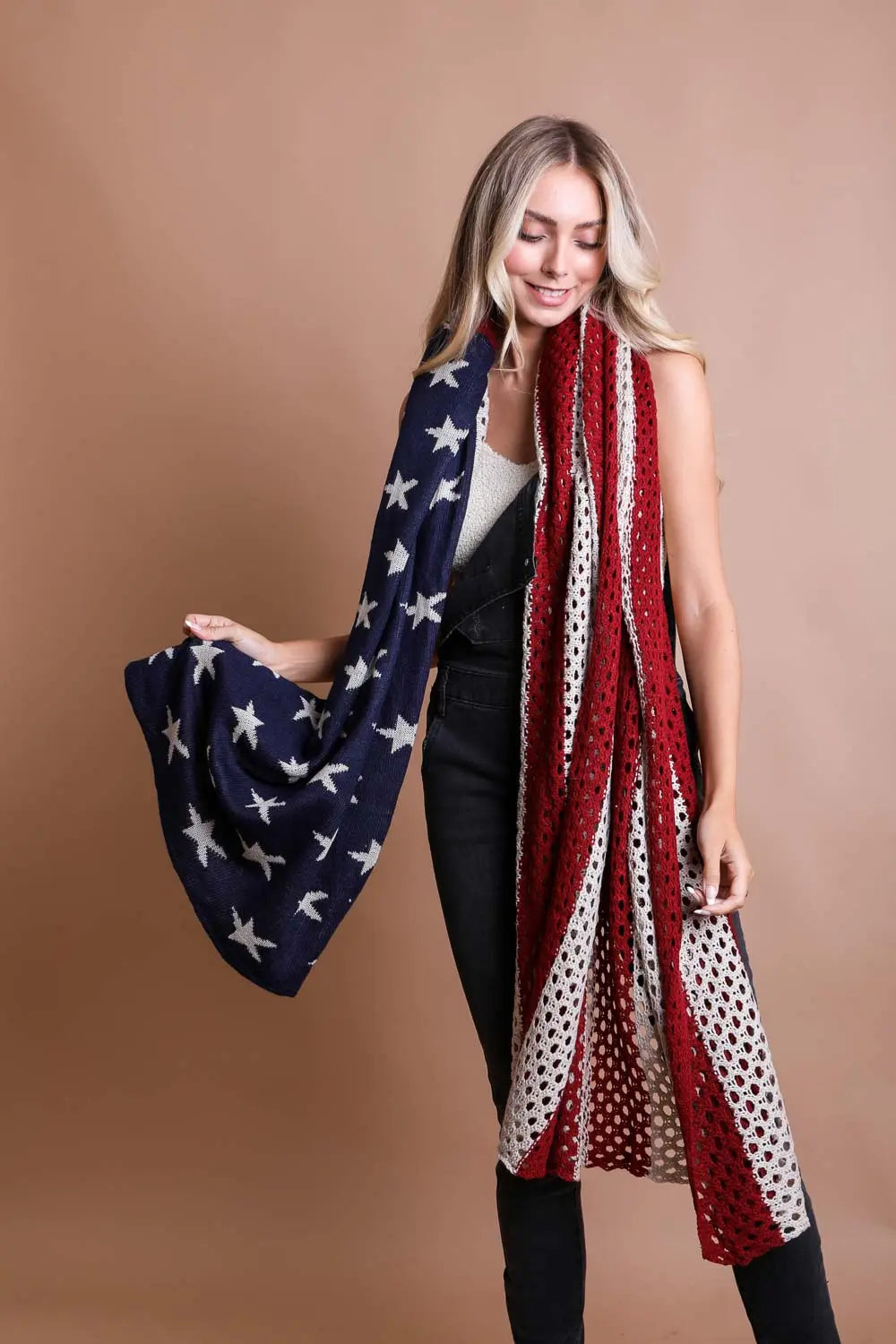 Knit American Flag Blanket Scarf Scarves