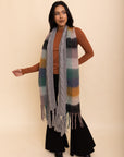 Knit Blend Tassel Trim Scarf Scarves