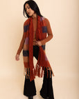 Knit Blend Tassel Trim Scarf Scarves