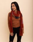 Knit Blend Tassel Trim Scarf Scarves