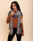 Knit Blend Tassel Trim Scarf Scarves Gray