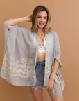 Lightweight and breathable smoke embroidered kimono for layering.