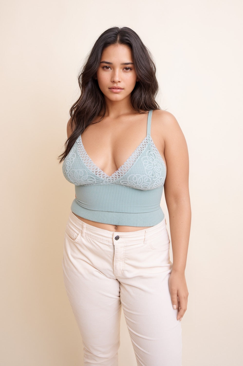 Lightweight lace sage brami plus size perfect for layering.