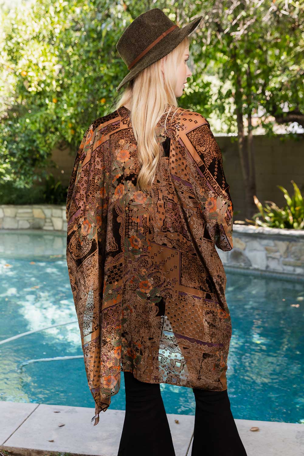 Mandala Bloom Intricate Velvet Henna Pattern Kimono Kimonos