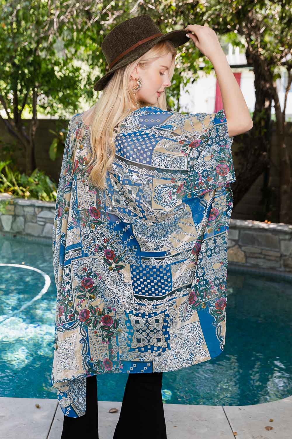 Mandala Bloom Intricate Velvet Henna Pattern Kimono Kimonos