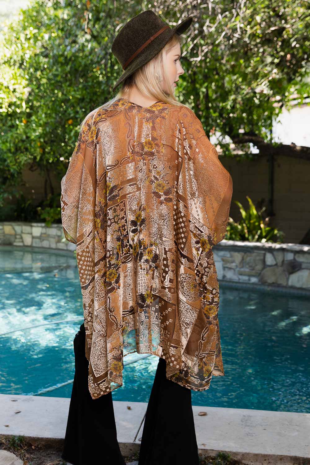 Mandala Bloom Intricate Velvet Henna Pattern Kimono Kimonos