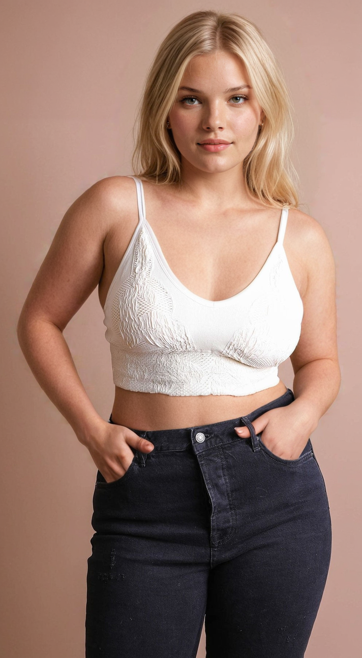 Seamless Padded Textured Brami Plus Size