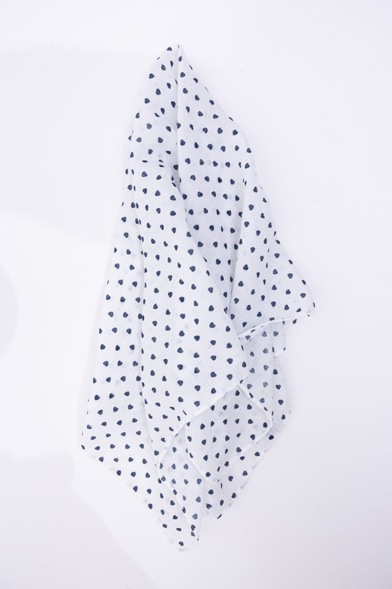 Small pattern fashion heart scarf suitable for casual and formal looks.