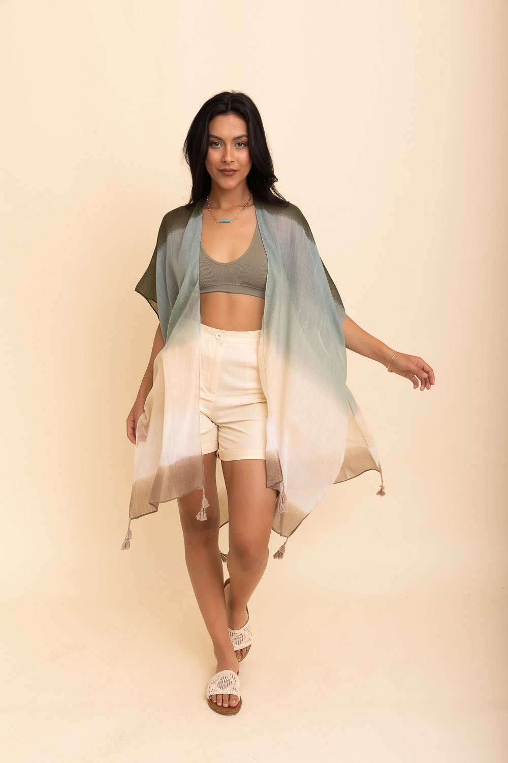 Summer Multi Gradient Kimono One Size / Sage