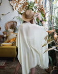 Frayed Trim Kimono Ponchos