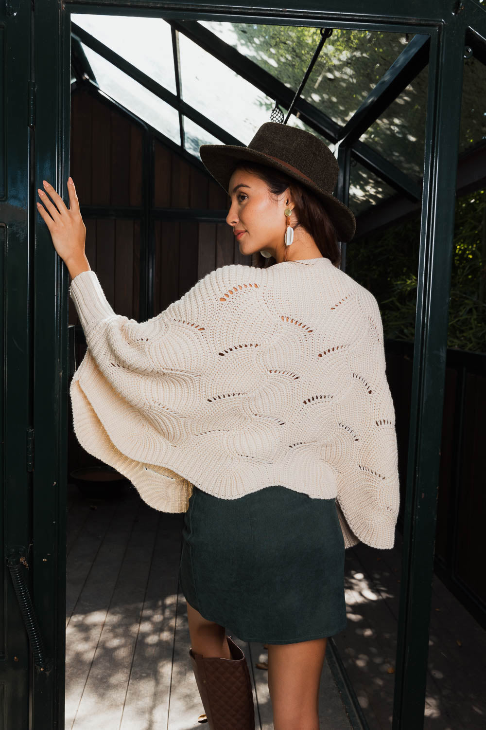 Texture Trend Sleeve-Knit Poncho Ponchos