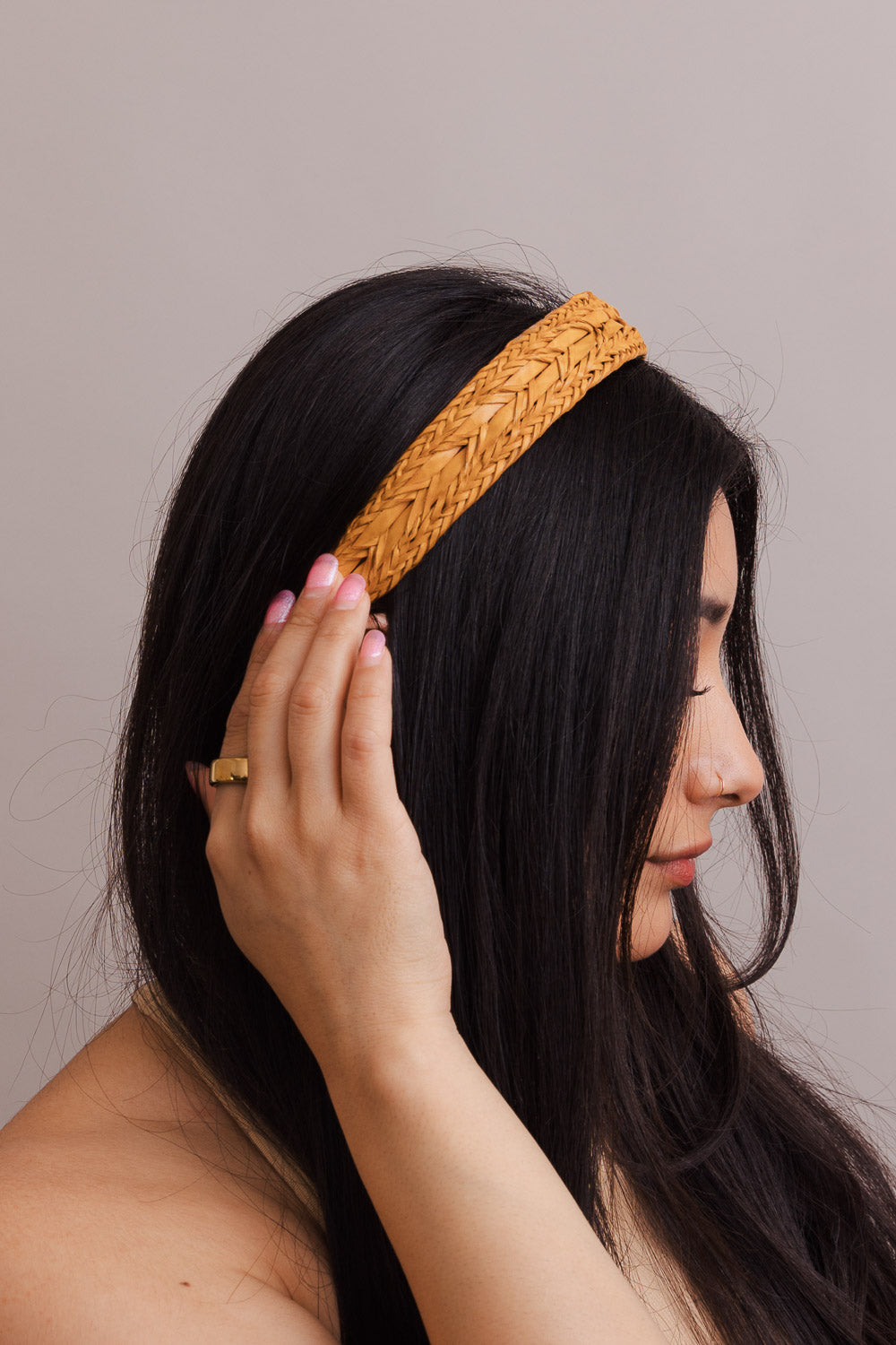 Vegan Leather Patterned Headband Hats & Hair