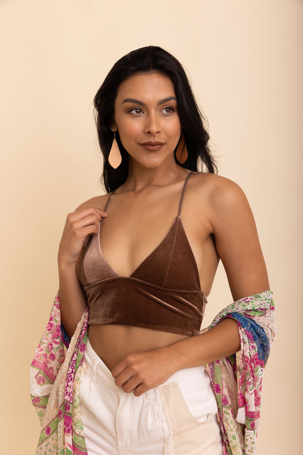 Velvet Elegance Longline Bralette Small / Mocha