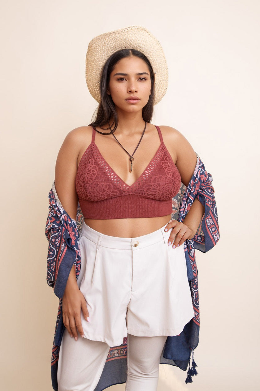 Waistband lace rust brami plus size lightweight and stretchy.